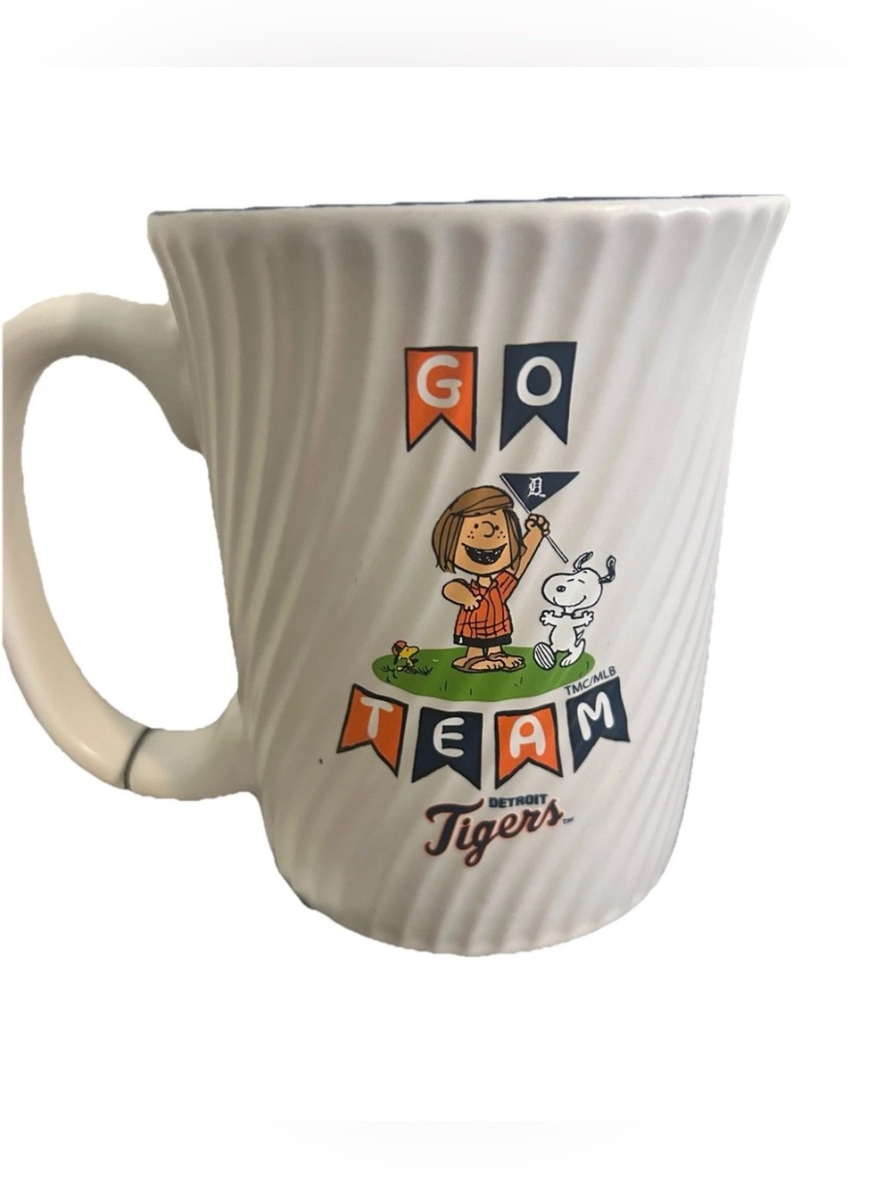 Peanuts Detroit Tigers White Orange Blue Cream Mug